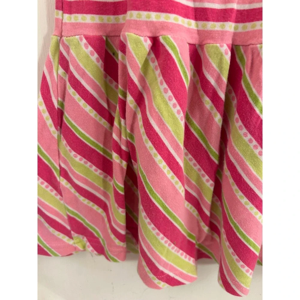 Gymboree Striped Bow Dress Size 5 Pink Green Polka Dot Sleeveless Kids